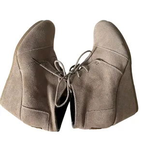 TOMS Ankle Booties Suede Leather Lace Up Wedges Women's‎ Shoes Size 8 thumbnail 2