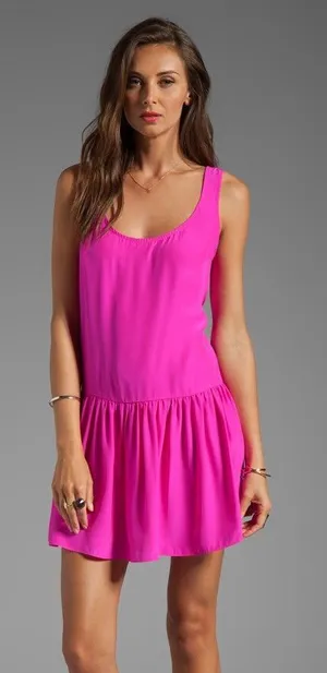 AMANDA UPRICHARD Drop Waisted Tank Dress in Hot Pink Size Medium thumbnail 1