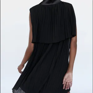 Zara COMBINED PLEATED WRAP BLAZER DRESS BLACK NEW thumbnail 4