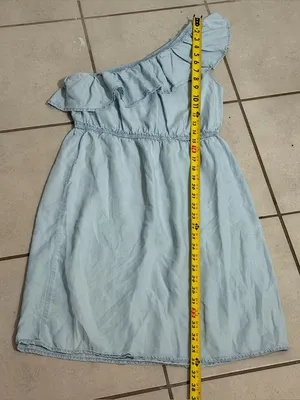 Old Navy Women Chambray‎ Spring Light Blue One-Shoulder Ruffle Dress size S thumbnail 7