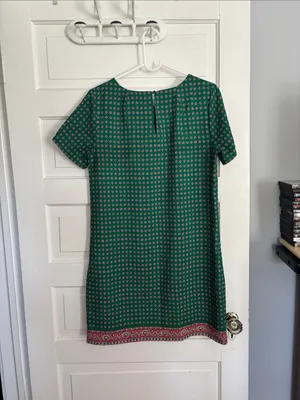 J. Crew Green Printed Short Sleeve Shift Dress thumbnail 4