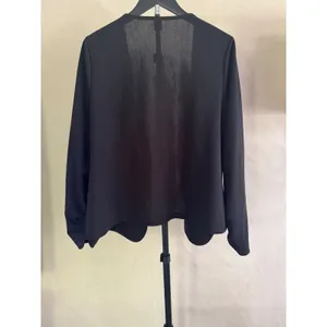 SHEIN Black Open Front Blazer Stretch Scalloped Hem Jacket thumbnail 2