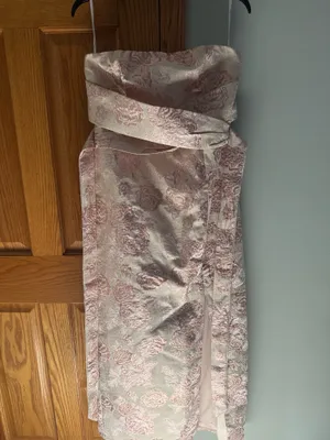 Lulus Redefine Regal Pale Pink Floral Jacquard Strapless Maxi Dress Size L thumbnail 3