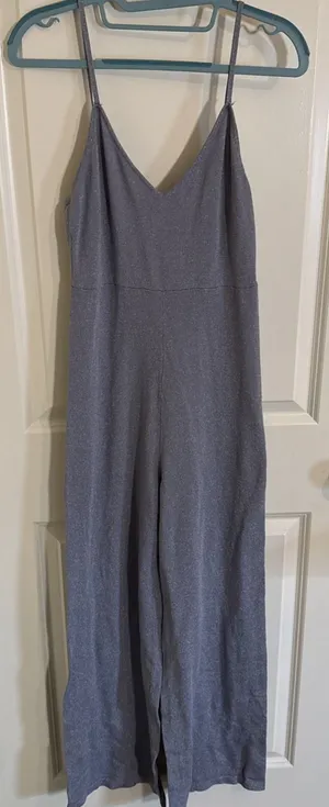 Revolve Superdown Tasha Spaghetti Strap Wide Leg Jumpsuit Slate Blue Sparkle Med thumbnail 1