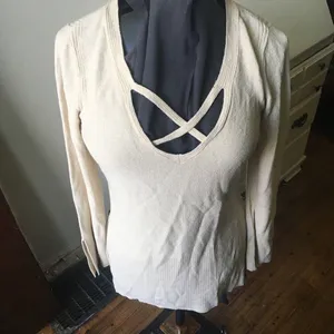 Free People cream crisscross sweater tunic thumbnail 3
