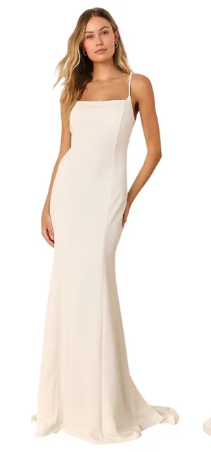 Lulus Blessed Romance White Sleeveless Button Back Mermaid Maxi Dress size XL thumbnail 1