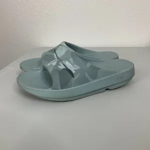OOFOS OOahh Sport Flex Recovery Slides Blue Camo‎ Mens 6 Womens 8 EU 39 Sandals thumbnail 3