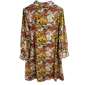 Natural Life Shirt Dress Floral Retro Womens Size Large Orange Cream thumbnail 2