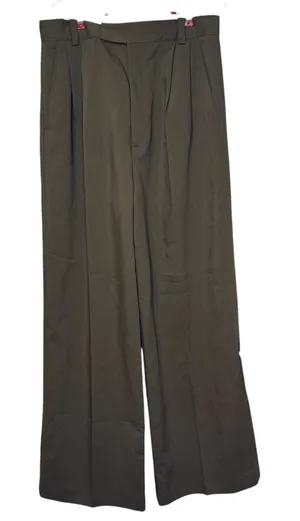 Zara Womens Pants Pleated Wide Leg Trouser Stretch‎ Tailored Brown Medium NWOT thumbnail 1