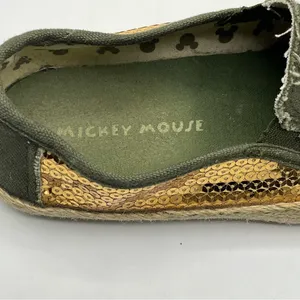 Mickey Mouse Sz 7 Slip On Shoes Green Gold Sequins Espadrille Soles thumbnail 6