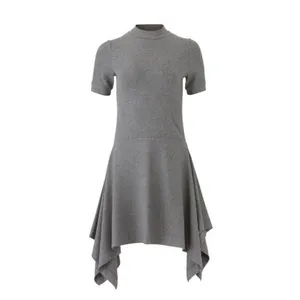 Anthropologie Women Small Susana Monaco Grey Ribbed Mini Dress Fall Chic thumbnail 2