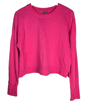 Sweaty Betty After Class Sweatshirt Pink Cropped Thumbhole Pullover US 8 M thumbnail 1