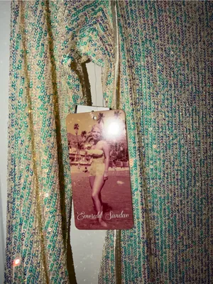 Emerald Sundae Pale Green Sequin Long-Sleeve Mini Dress thumbnail 3