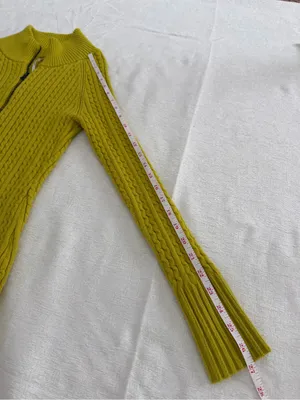Free People Cable Knit Zip Cardigan Chartreuse Green Size S thumbnail 12