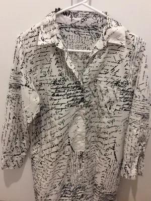 unique long straight newspaper dress black and white used thumbnail 1