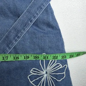 Free Assembly‎ NWT 48Y Floral Embroidered Denim Mini Shirt Dress Medium Wash XL thumbnail 8