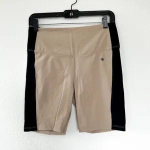 Anine Bing Beige Blake Sport Shorts in Tan and Black thumbnail 2
