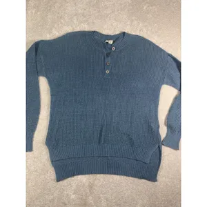American Eagle Women's Blue Knit Henley Small Oversized thumbnail 3