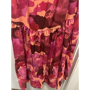 SheIn Pink Floral One Shoulder Maxi Dress Size 8 Tiered Ruffle Resort Vacation Cruise thumbnail 3