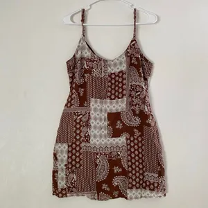 LA Hearts Paisley Slip Dress Medium Boho Patchwork Mini Dress thumbnail 2