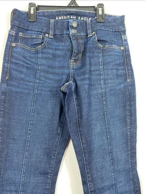 American Eagle Outfitters Dark Blue High-Rise Flare Jeans Size 4 thumbnail 5