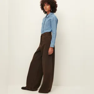 $275 New Sessun Dalt Brown Wide leg High Rise Jean - US 24 (34) thumbnail 4