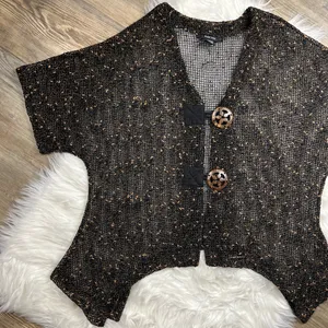 Kaktus vintage open knit short sleeve cardigan thumbnail 1