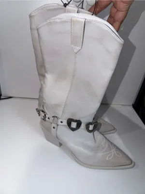 Madden Girl Women's Sweetheart Western Cowboy Boot White‎ 7.5 Hearts Concho thumbnail 5