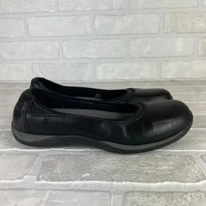 L.L. Bean Ballet Flats Shoes Womens 8 Black Leather Round Toe Slip On Sneakerina thumbnail 3