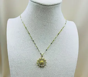 Sunflower Necklace 18K Golden Plated Stainless Steel thumbnail 5