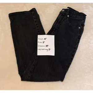 Madewell Perfect Vintage Straight Jeans 26 Black High Rise Stretch Denim Women's thumbnail 5