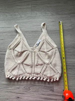 Zara Cream Crochet Knit Crop Camisole Size L thumbnail 7