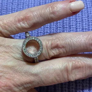 .925 Sterling Silver Circle Halo Ring with Clear Crystal - White thumbnail 6