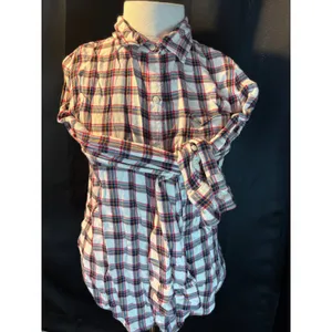 Abercrombie & Fitch Womens Plaid Button Down Shirt White Red Blue Small 1W3761 thumbnail 4