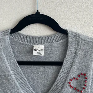 Gray Knit Vest with Red Heart Accents Size XL thumbnail 3