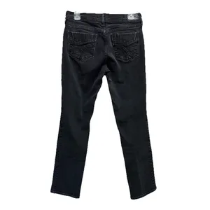 Levi's 505 Straight‎ Leg Mid Rise 9" Skinny Black Jean Size 6 Pockets Logo thumbnail 5
