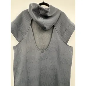 Yitty Backless Hoddie Dress Black Cap Sleeve Athleisure Lounge Open Back Tunic L thumbnail 4