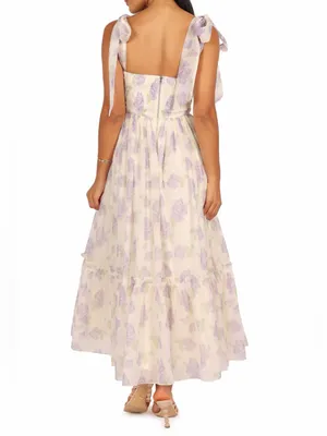 Rosberi Elle Lavender Rose Floral Bustier Tie Strap Maxi Dress XS thumbnail 3