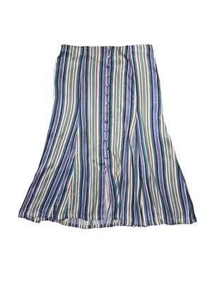Maeve Anthropologie Freya Satin Multi Striped Midi Skirt Womens 4 thumbnail 2