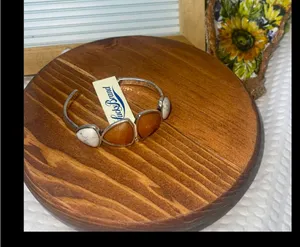☀️Lucky Brand Silver And Stone Bangle Cuff Bracelet NEW WITH TAGS Amber Co… thumbnail 1