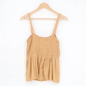 American Eagle Outfitters Babydoll Tank Top Womens Large Brown Stretch Smocked thumbnail 5