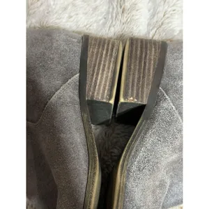 Lucky Brand Gray Ankle Boots Suede Leather Size 7M Back Zip Low Heel Boho City thumbnail 9