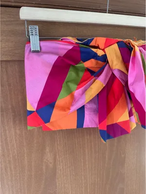 NWOT Farm Rio x Anthropologie Strapless Cropped Blouse Multicolor Women’s XS thumbnail 3