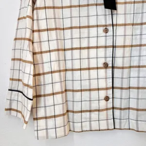NWT‎ Jenni Kayne Flannel Pajama Top Ivory Plaid Small 100% Cotton Cozy Sleepwear thumbnail 6