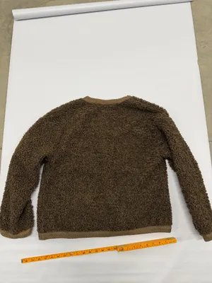 PrettyGarden Brown Sherpa Fleece Cardigan Gold Button Knit Trim Jacket Size L thumbnail 7