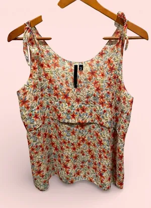 Bellabeat Cute flowy floral lily tie strap sleeveless top lightweight breezy spring dream thumbnail 2