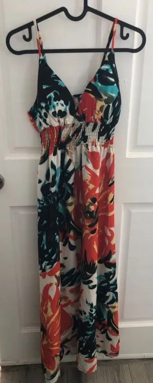 Vintage She’s Cool Retro Printed Patterned Maxi Dress Large thumbnail 1