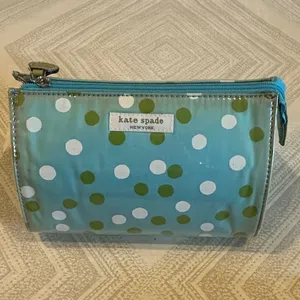 Kate Spade Blue and Green Polka Dot & Brown Striped Cosmetic Bags Set of Two thumbnail 2