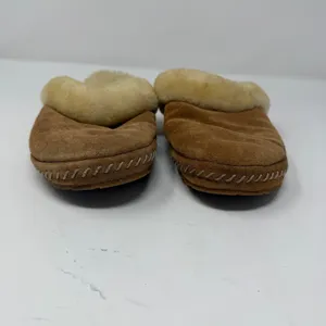 LL Bean Slip on Slide Slipper Scuff Shearling Suede Brown Womens Size 10 thumbnail 3
