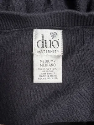 duo Maternity Black Button-Front Knit Top with Scoop Neck thumbnail 2